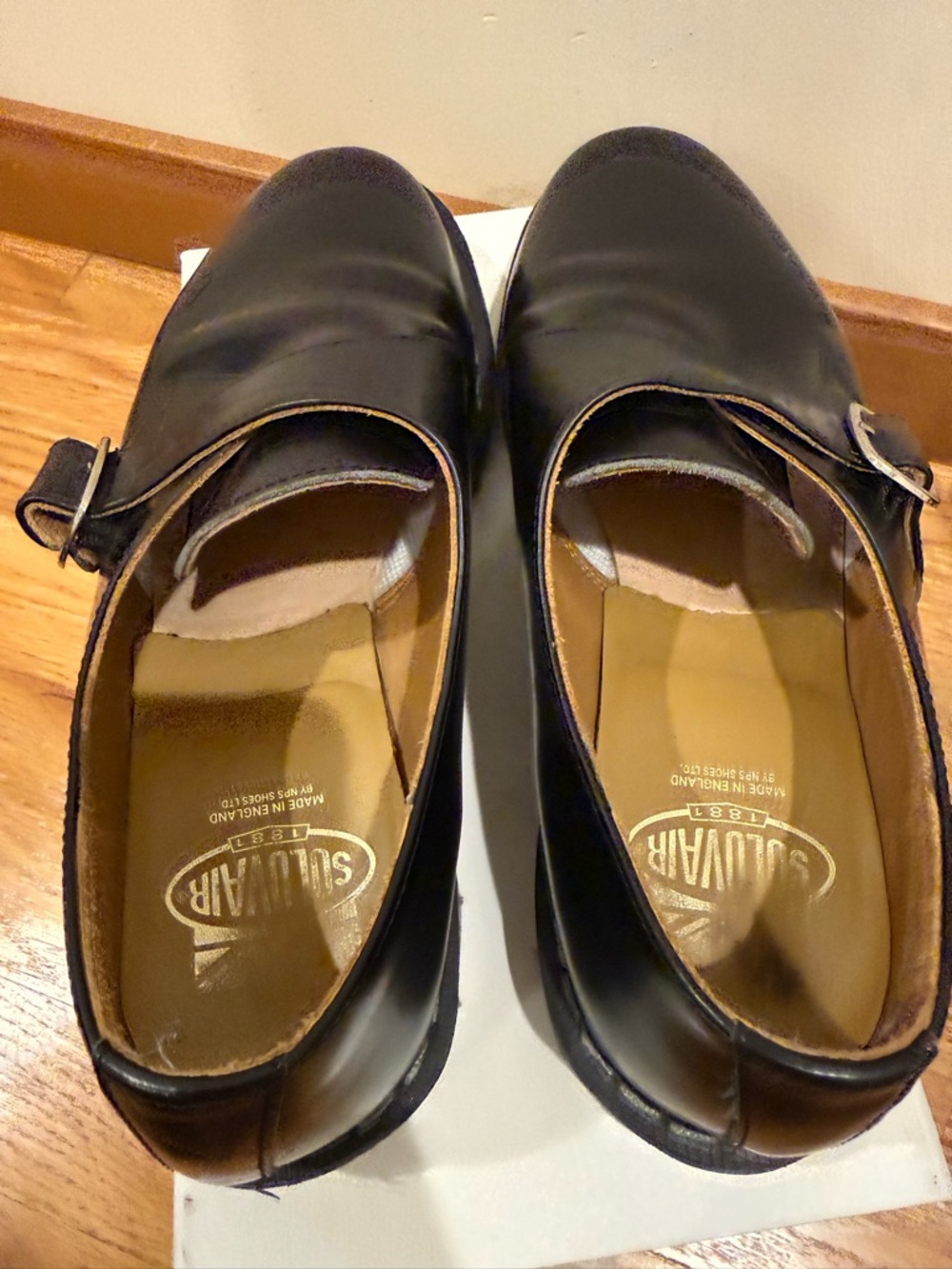 Solovair Black Hi-Shine Single Buckle Monk Shoes UK 7.5 - Picture 5 of 7